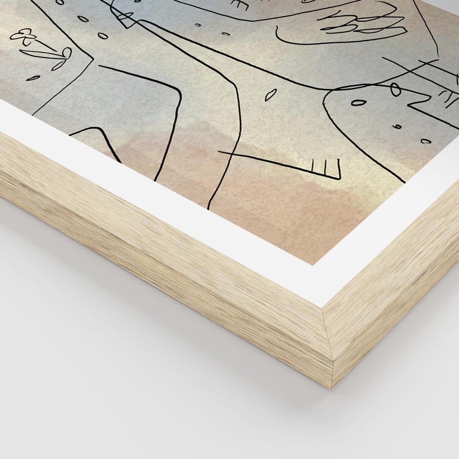 Plakat w ramie 30x40 - Strukturalna Gromada - abstrakcyjny plakat, szkic ptaków - rama drewno