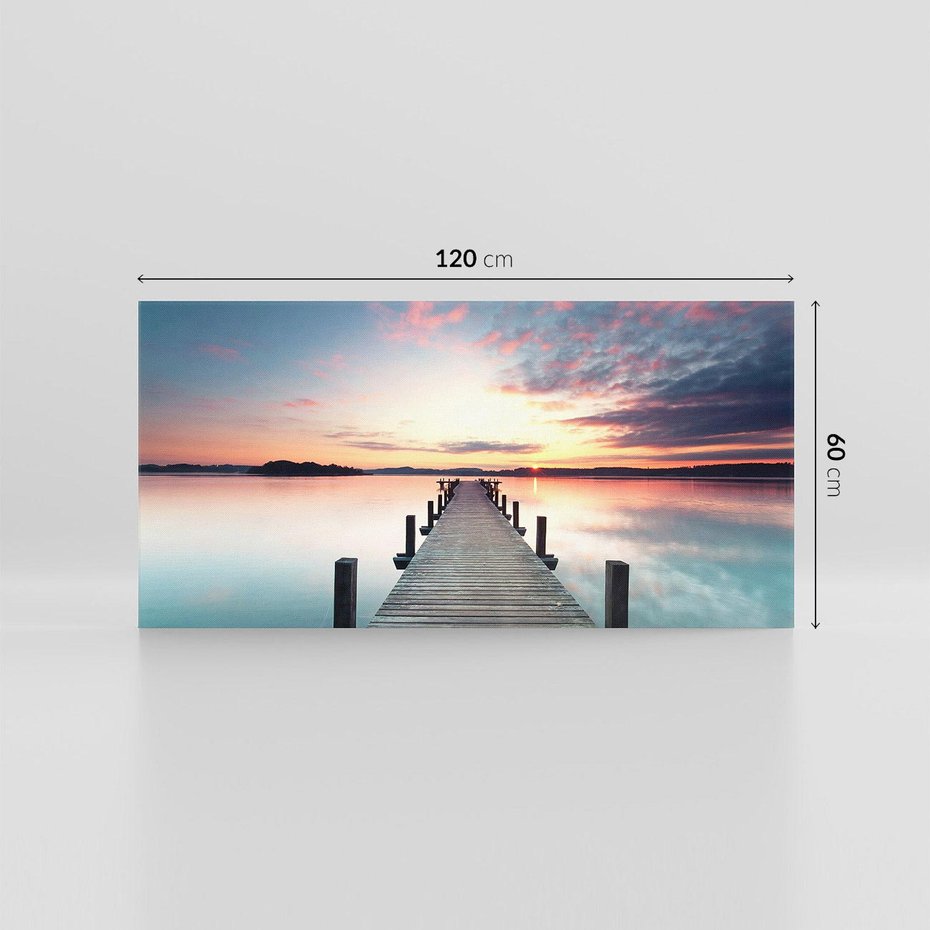 Obraz na płótnie 120x60 - Złote zachody słońca - jezioro, molo