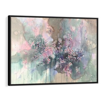 Obraz w ramie 100x70 - Efemeryczne Kwitnienie Drzew - akwarela, rozmyte pastelowe tłó - rama czarna