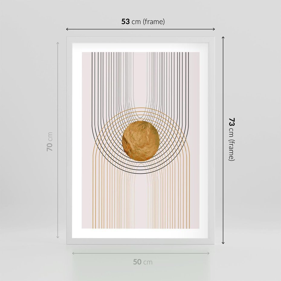 Plakat w ramie 50x70 - Złota Geometria - styl modern, złoto - rama biała
