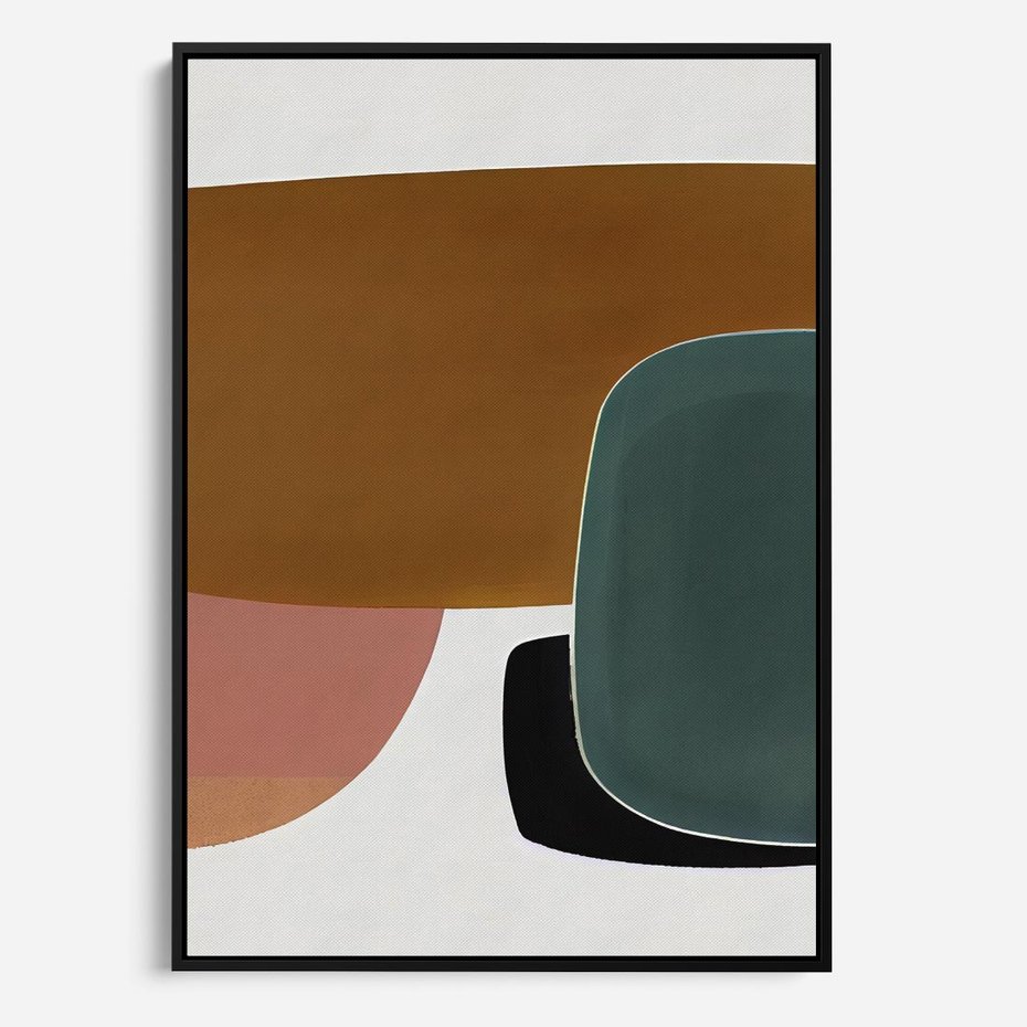 Obraz w ramie 50x70 - Emocje w akwarelach - geometryczne dziwne kształty, turkusowy - rama czarna