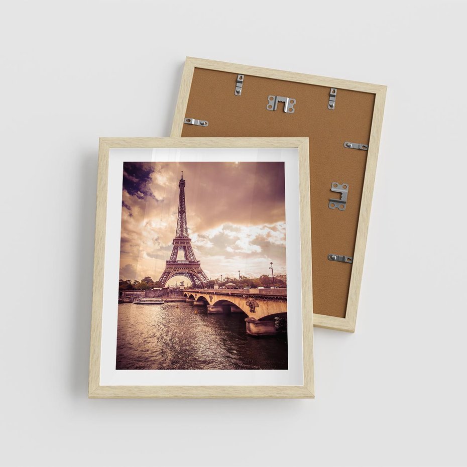 Plakat w ramie 40x50 - Eiffla: ikona Paryża - Eiffla, Paryż - rama drewno