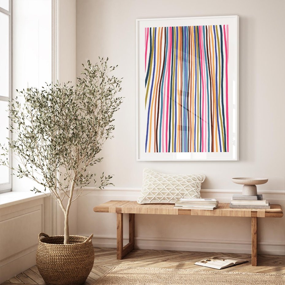 Plakat bez ramy 21x30 - Energetyczne Nurtujące - kolorowe wzory, tęczowe żywe kolory