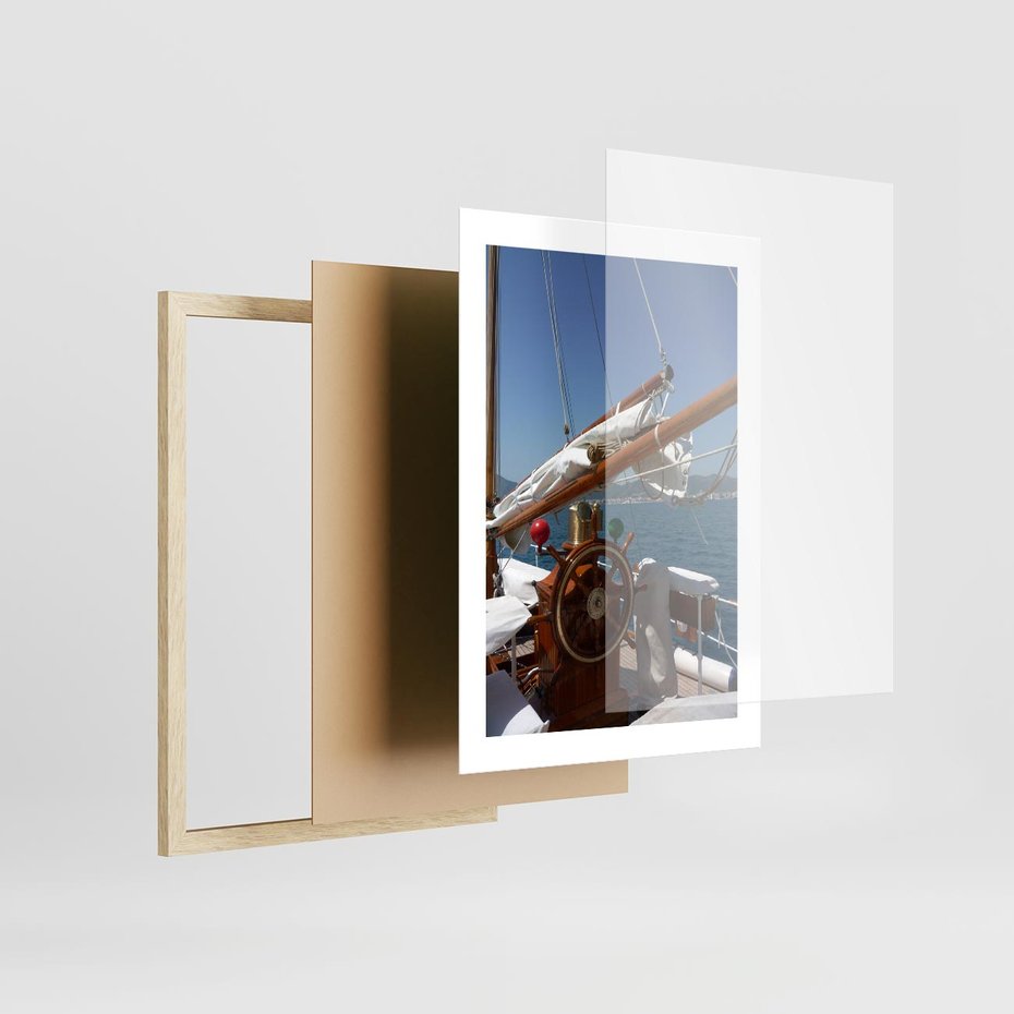 Plakat w ramie 30x40 - Podróż Morska - statek, ster - rama drewno