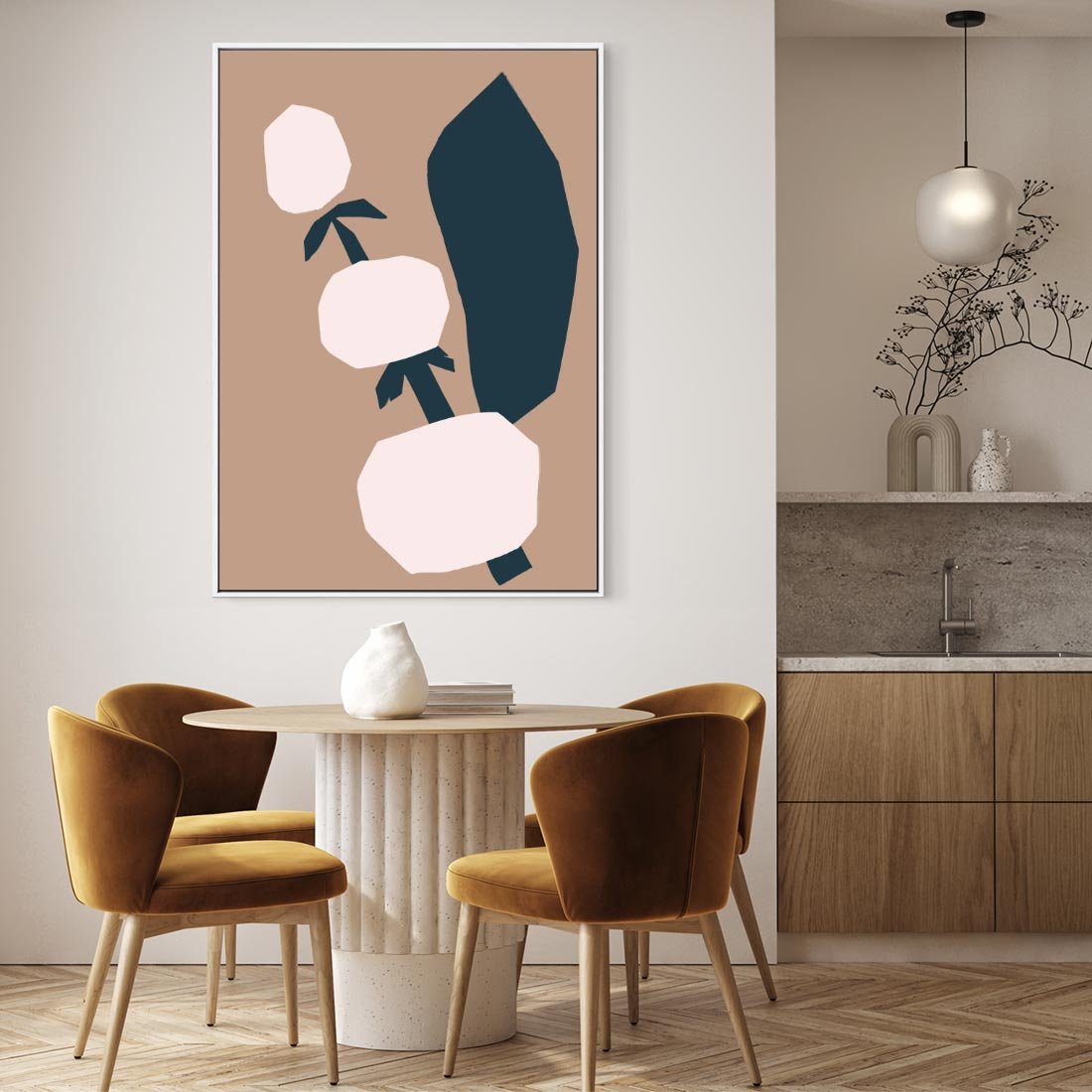 Obraz w ramie 80x120 - Harmonia Boho Ducha - abstrakcyjny obraz, plakat - rama biała