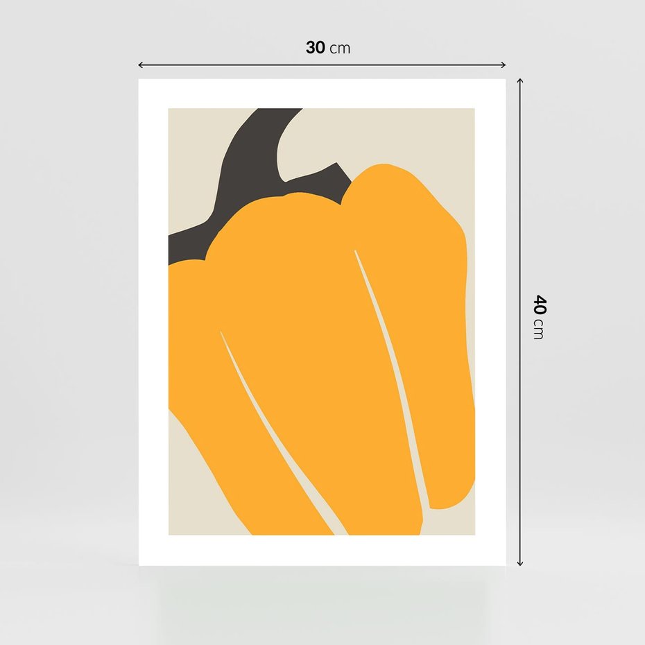 Plakat bez ramy 30x40 - Migocące Formy - abstrakcyjny minimalistyczny obraz, żółta papryczka