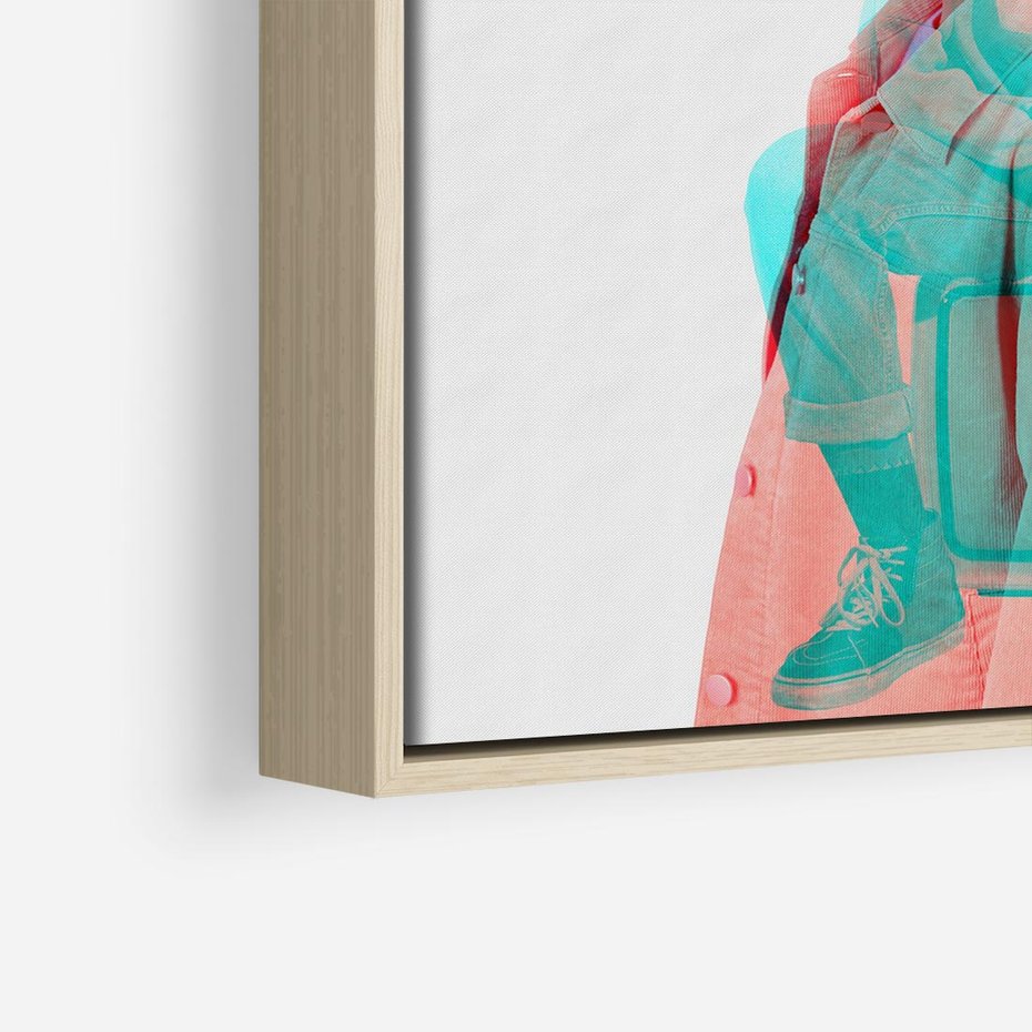 Obraz w ramie 80x80 - Rytmy Wspomnień - kolaż zdjęć, kobieta - rama drewno