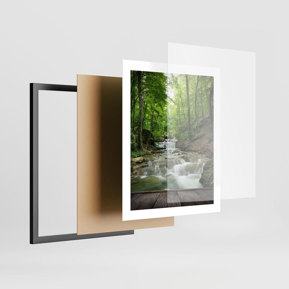 Plakat w ramie 40x50 - Plączący się strumień - rzeka, strumień - rama czarna