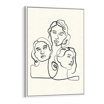 Obraz w ramie 70x100 - Trzy Kobiety - 3 kobiety, antyczny posag - rama biała