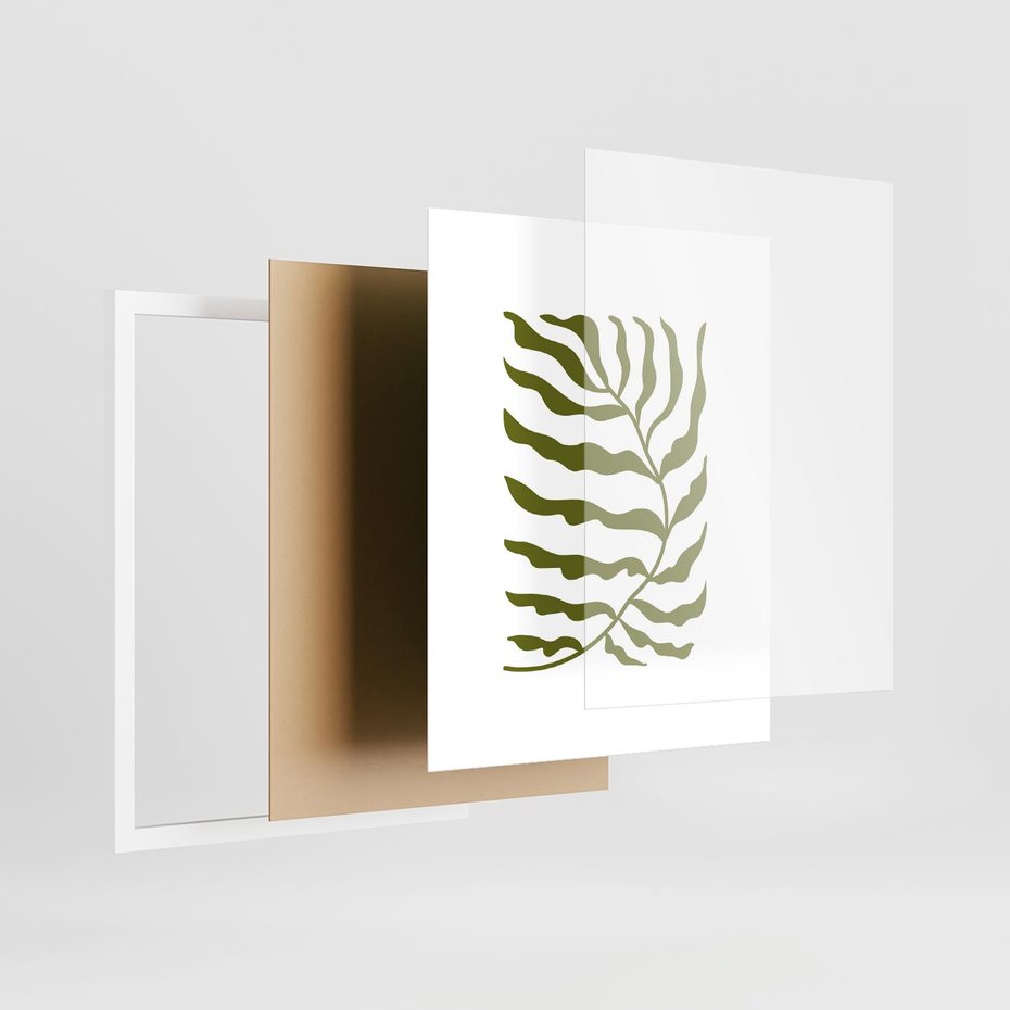 Plakat w ramie 40x50 - Rytmy Chaosu - roślina, gałązka - rama biała
