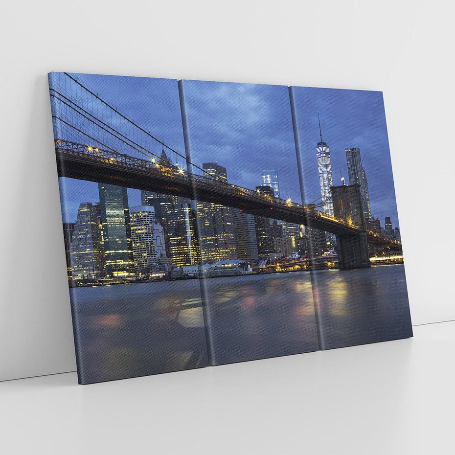 Obraz na płótnie 120x80 - Mosty Manhattanu nocą - most, Nowy Jork