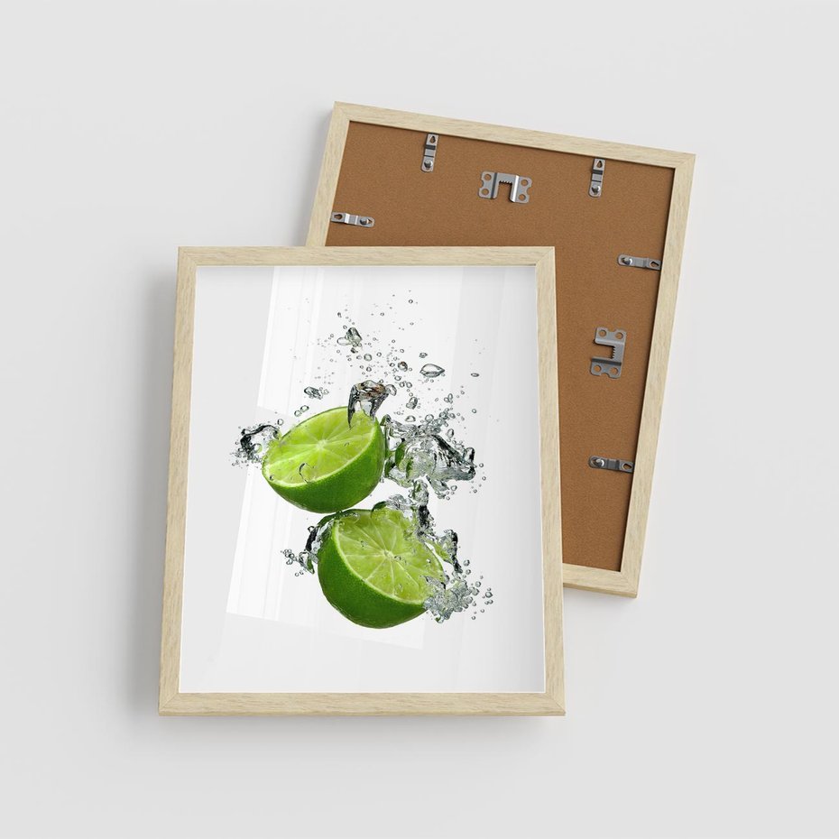 Plakat w ramie 40x50 - Kwaskowata moc limonki i cytryny - limonka, cytryna - rama drewno