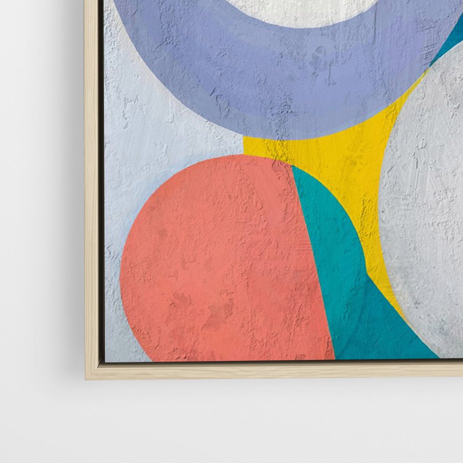 Obraz w ramie 50x70 - Rozkwitająca Symfonia Serca - abstrakcyjne geometryczne kształty, olejny obraz - rama drewno