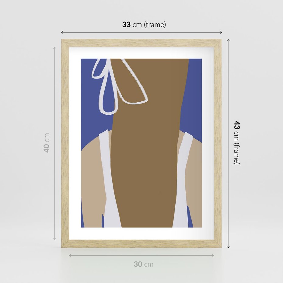 Plakat w ramie 30x40 - Kobieca Inspiracja - plakat retro, kobieta z kokardą - rama drewno