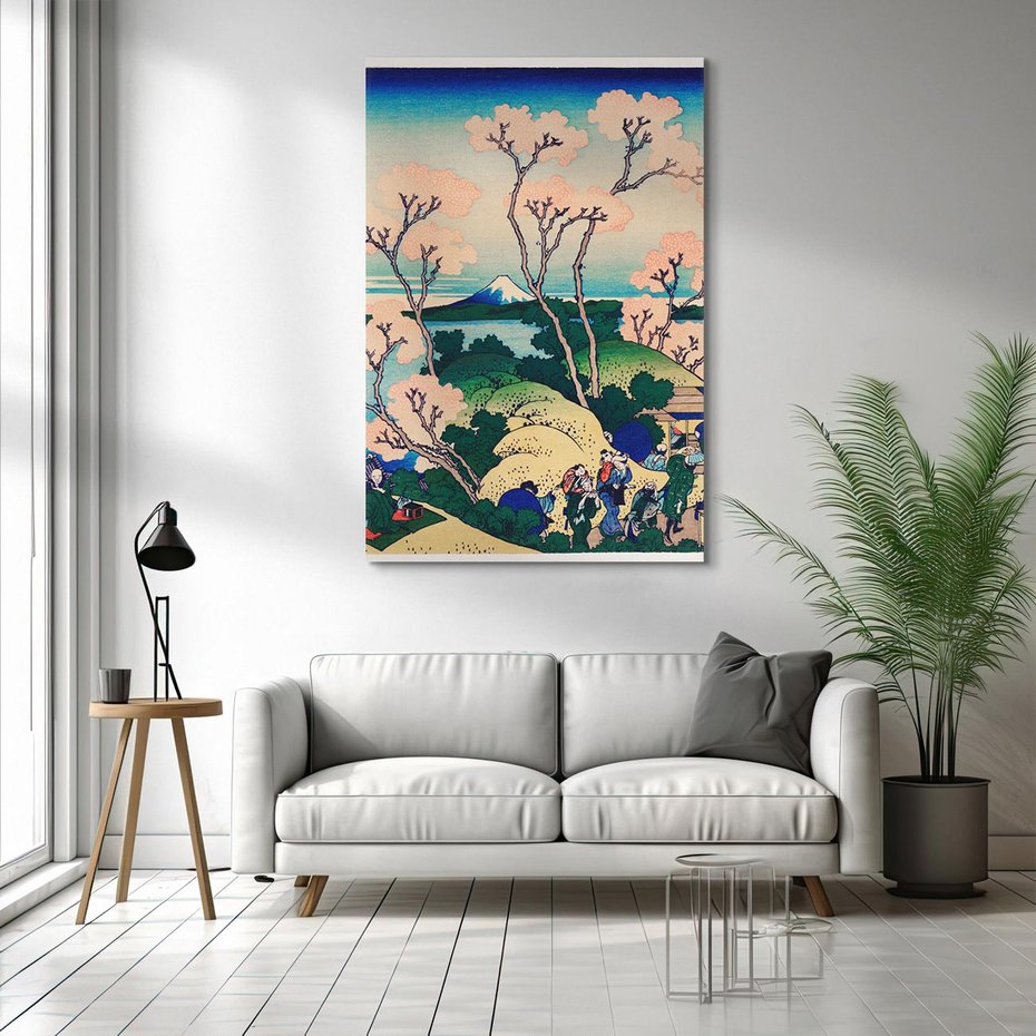 Obraz na płótnie 80x120 - "Goten-Yama Hill, Shinagawa on the Tokaido" Katsushika Hokusai - Reprodukcja - reprodukcja, obraz na płótnie