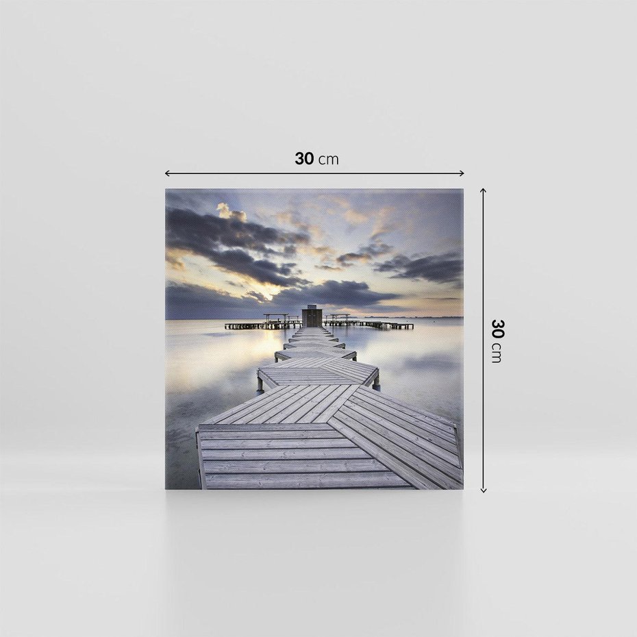 Obraz na płótnie 30x30 - Spokój nad Jeziorem - pomost, jezioro