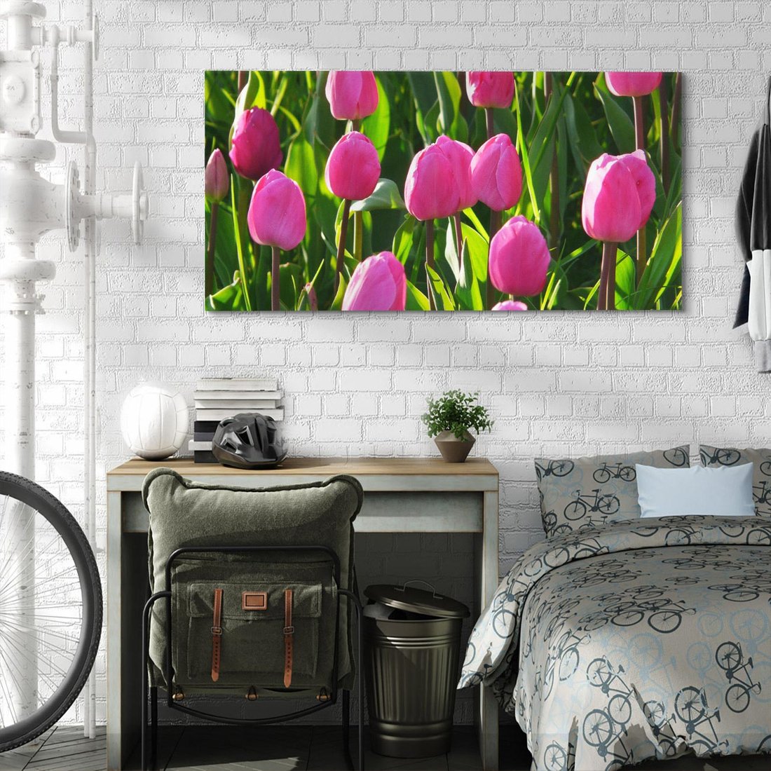 Obraz na płótnie 140x70 - Tulipanowa harmonia - tulipany, kwiaty
