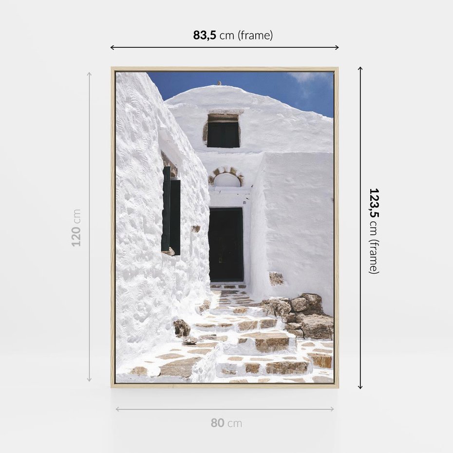 Obraz w ramie 80x120 - Santorini - Grecja błękitem malowana - Santorini, Grecja - rama drewno