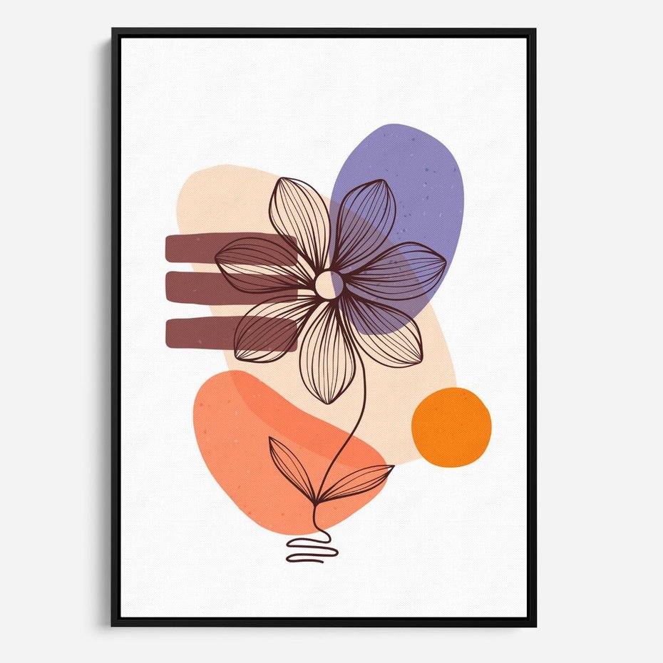 Obraz w ramie 50x70 - Migocące Odbicia Kwiatów - abstrakcyjna sztuka, plamy - rama czarna