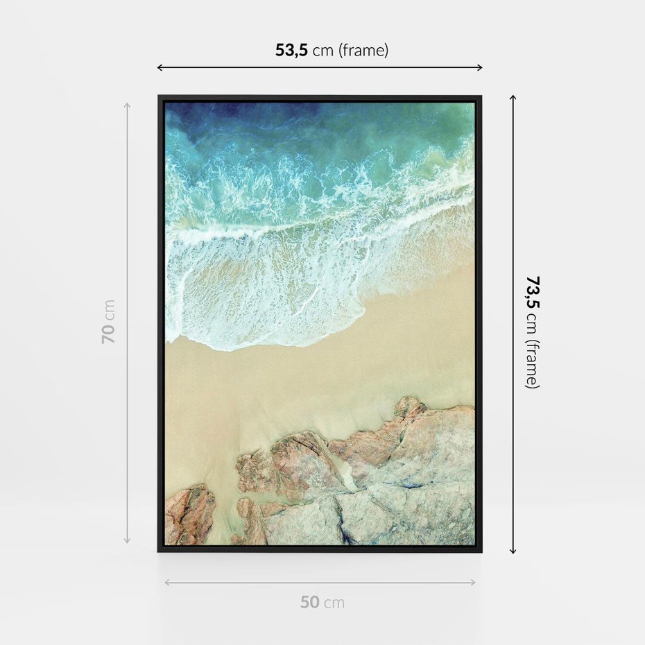 Obraz w ramie 50x70 - Turkusowe Skrzydła - morze, plaża - rama czarna