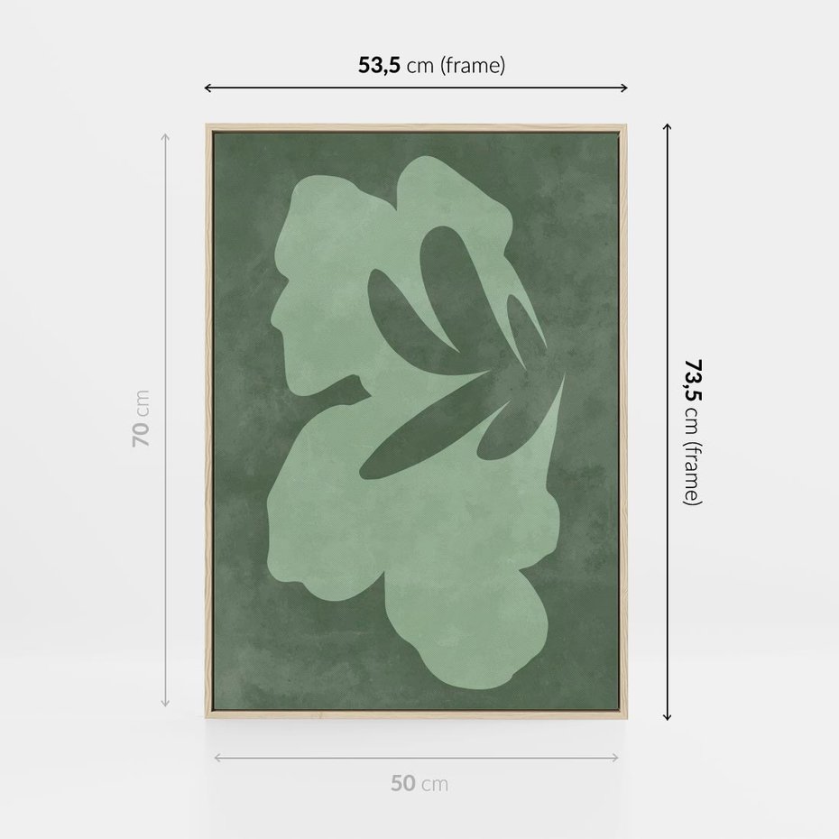 Obraz w ramie 50x70 - Kształty Zieleni - abstrakcyjny kształt, zielony plakat - rama drewno