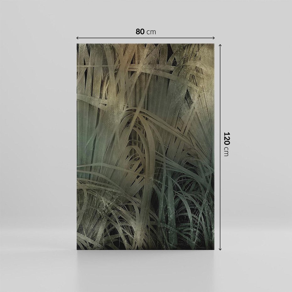 Obraz na płótnie 80x120 - Światło w mroku duszy - liście traw, mroczny klimat
