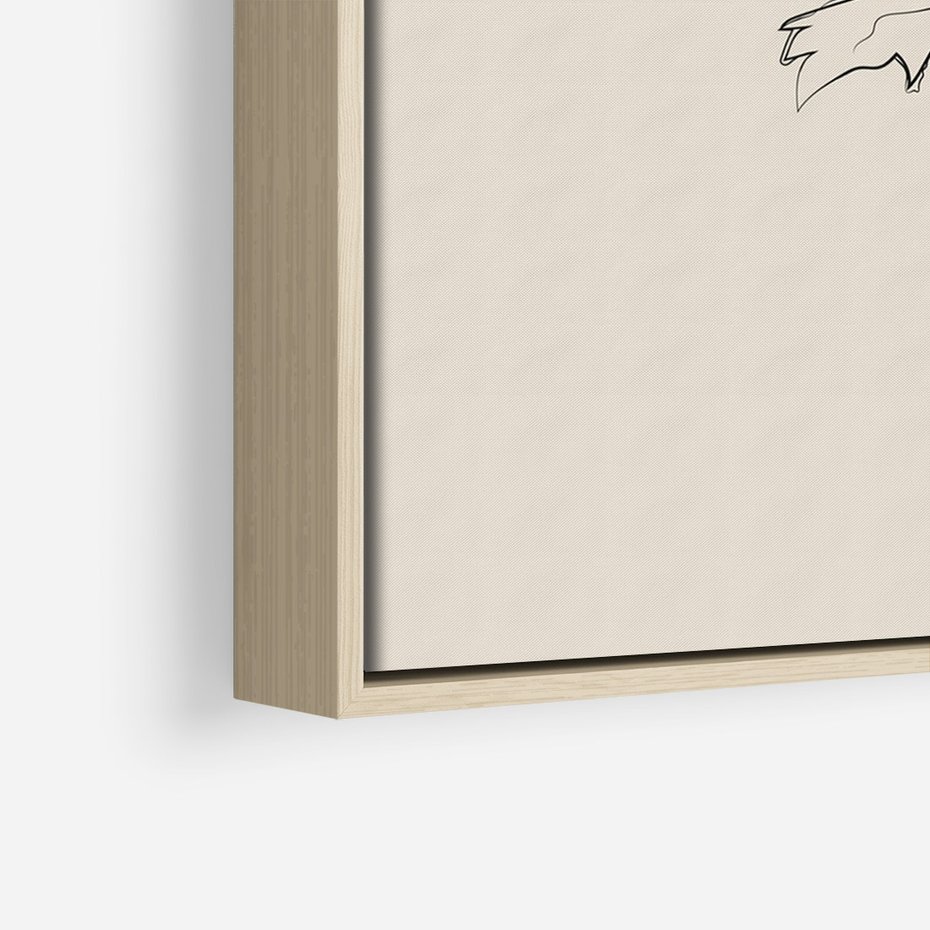 Obraz w ramie 70x100 - Przenikający Dialog - szkic kwiatu, mnimalistyczny szkic - rama drewno