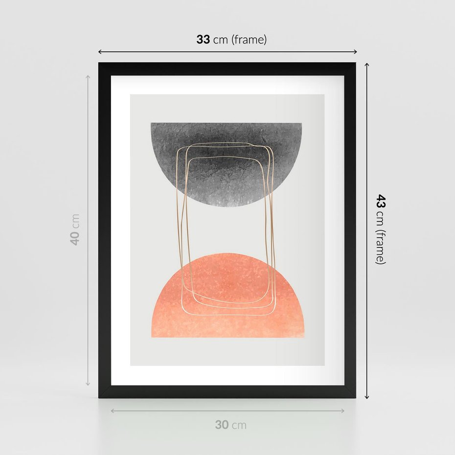 Plakat w ramie 30x40 - Sztuka Abstrakcji - minimalistyczny boho obraz, abstrakcyjny - rama czarna