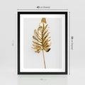 Plakat w ramie 40x50 - Ponadczasowy Urok - złote, liście - rama czarna