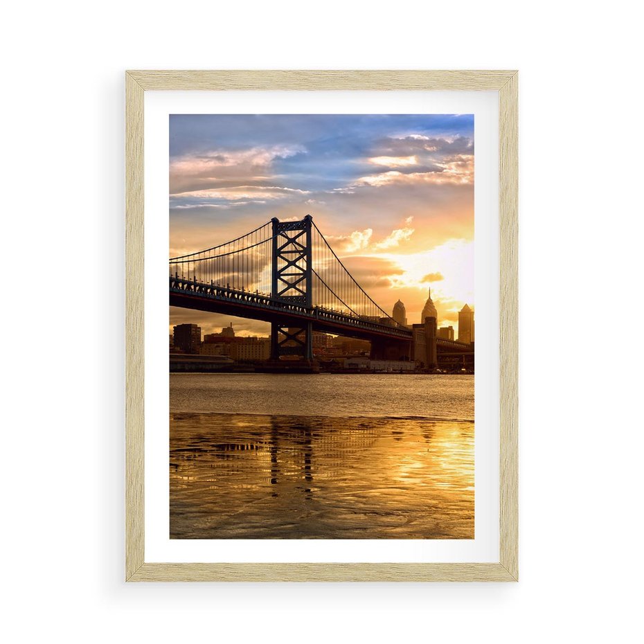 Plakat w ramie 50x70 - Most w mieście - most, miasto - rama drewno