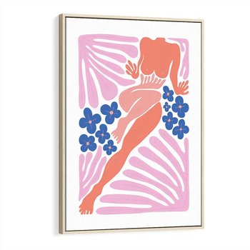 Obraz w ramie 80x120 - Opowieść Ognistych Rytów - nowoczesny kobiecy akt, graficzne kształty - rama drewno