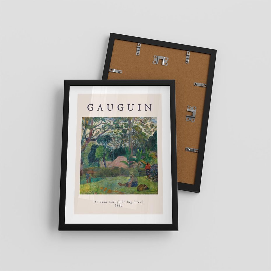 Plakat w ramie 30x40 - Gauguin: Reprodukcja i Typografia - Gauguin, reprodukcja - rama czarna