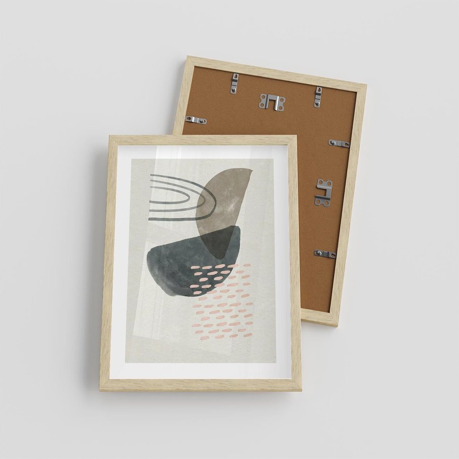 Plakat w ramie 30x40 - Geometria w Beżowych Odcieniach - abstrakcja, geometria - rama drewno