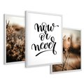 Zestaw obrazy w ramie 40x50 galeria - Boho, cytat, motywacja, trawy - rama biała