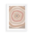 Plakat w ramie 50x70 - Roztopione Granice - abstakcyjne koła, delikatne odcienie beżu - rama biała
