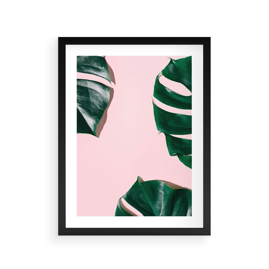 Plakat w ramie 30x40 - Minimalizm Natury - minimalizm, liście monstery - rama czarna