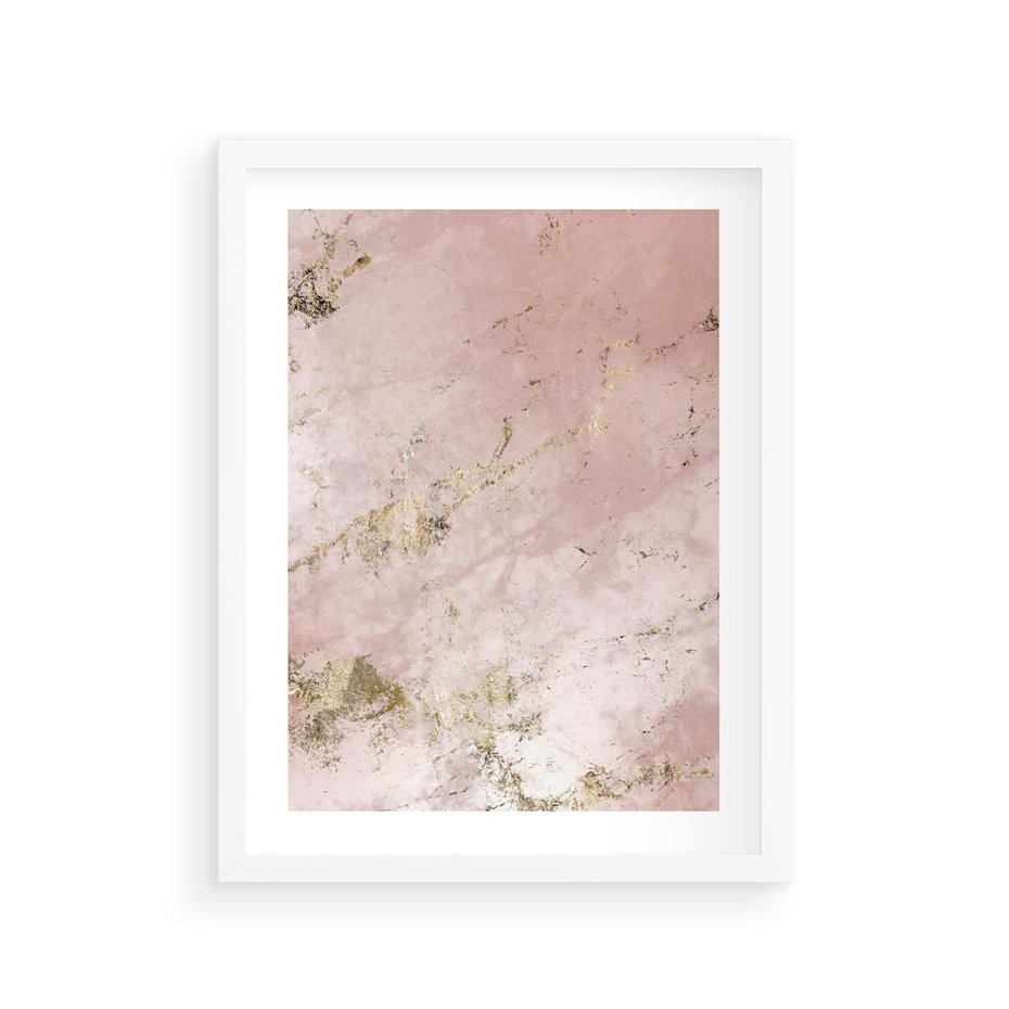 Plakat w ramie 30x40 - Piękno w Szczegółach - marmur, złoto - rama biała