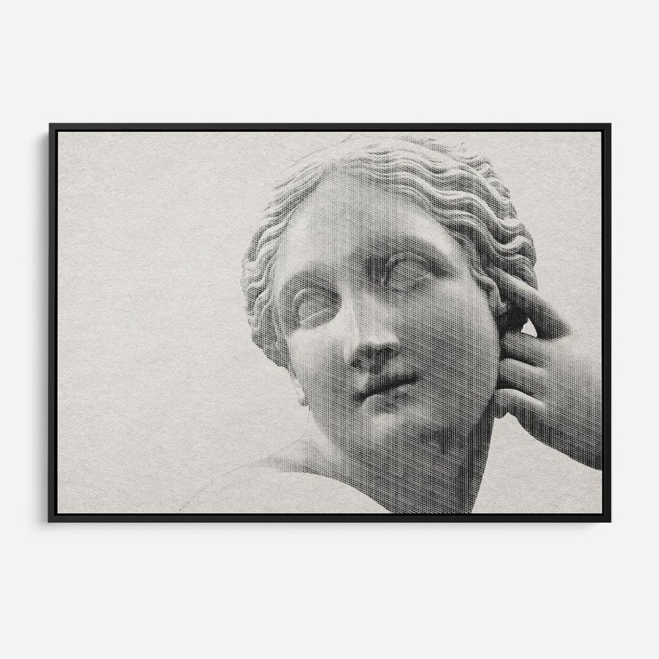 Obraz w ramie 70x50 - Szarość w Kamieniu - monochromatyczna marmurowa rzeźba, odcienie szarości - rama czarna