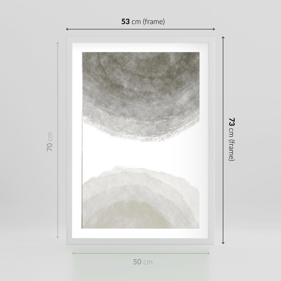 Plakat w ramie 50x70 - Impresje Energii - rozmyte cienie, abstrakcja - rama biała