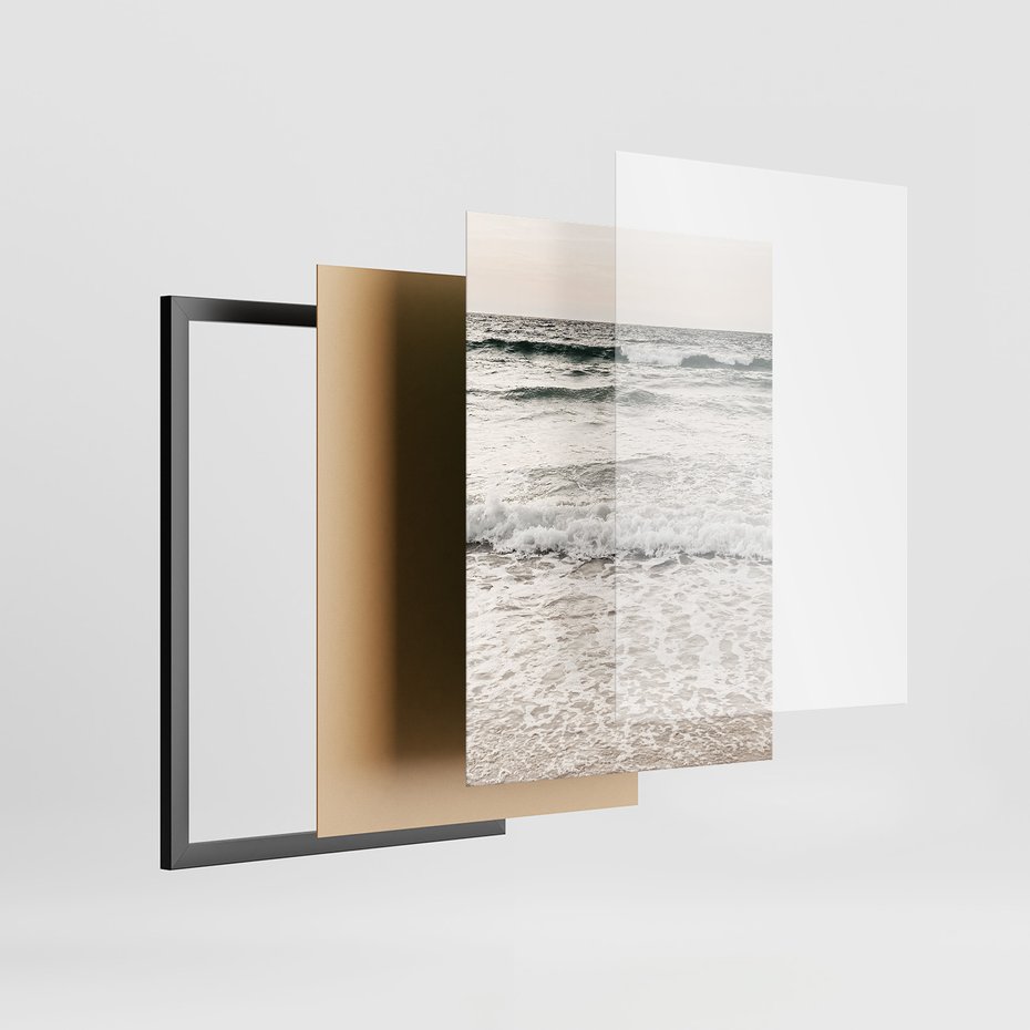 Zestaw obrazy w ramie 40x50 galeria - Plaża, morze, piasek, ślady, stóp - rama czarna