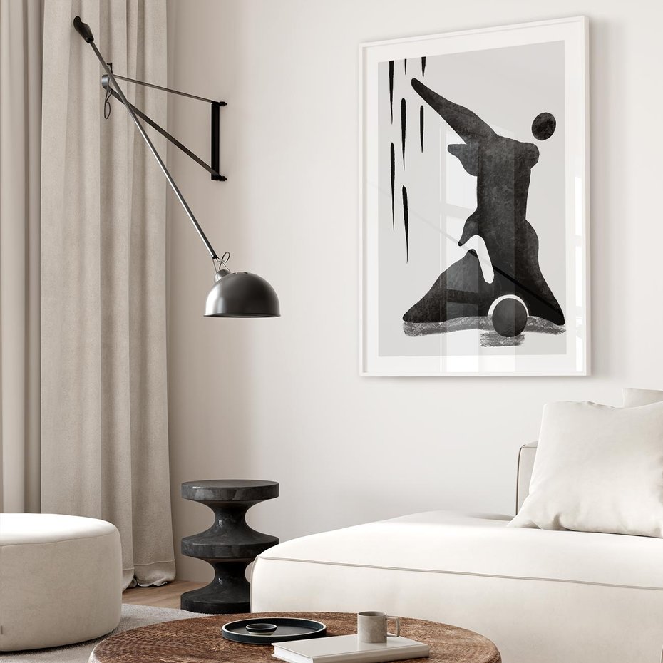 Plakat bez ramy 50x70 - Czarno-Biała Grafika Postaci - nowoczesna grafika, plakat