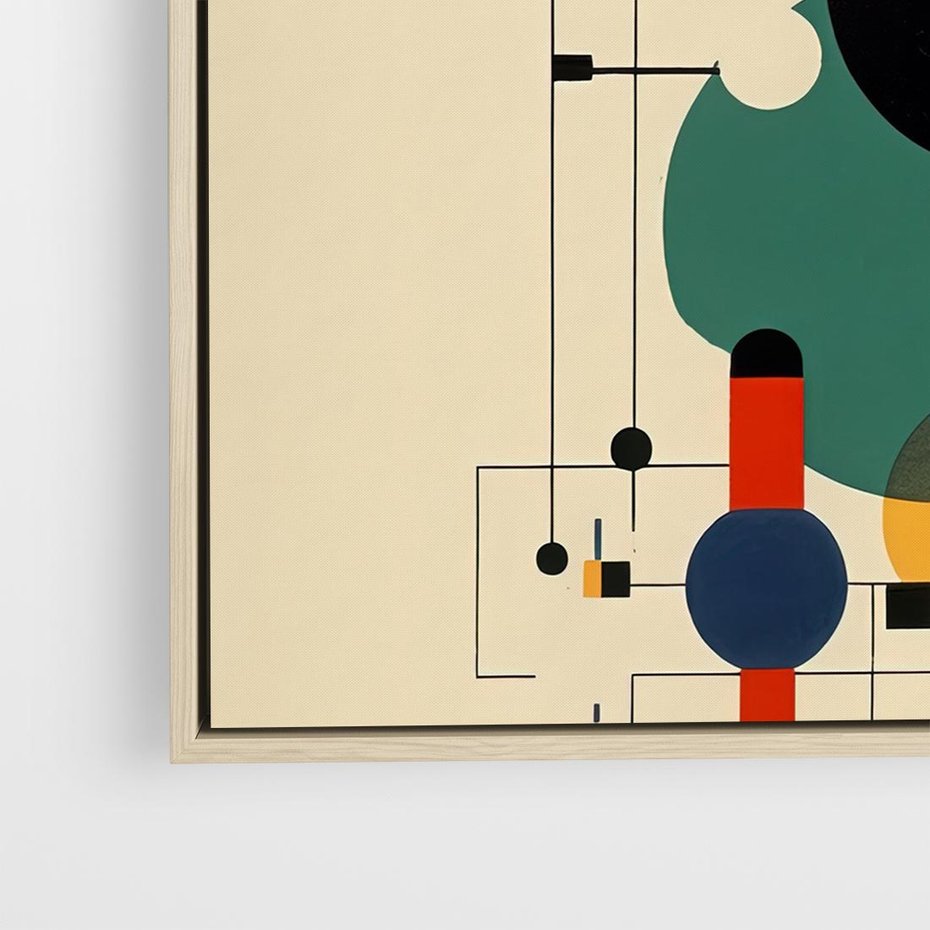 Obraz w ramie 80x80 - Migocące Impresje Odniesień - abstrakcyjna geometryczna kompozycja, koła linie - rama drewno