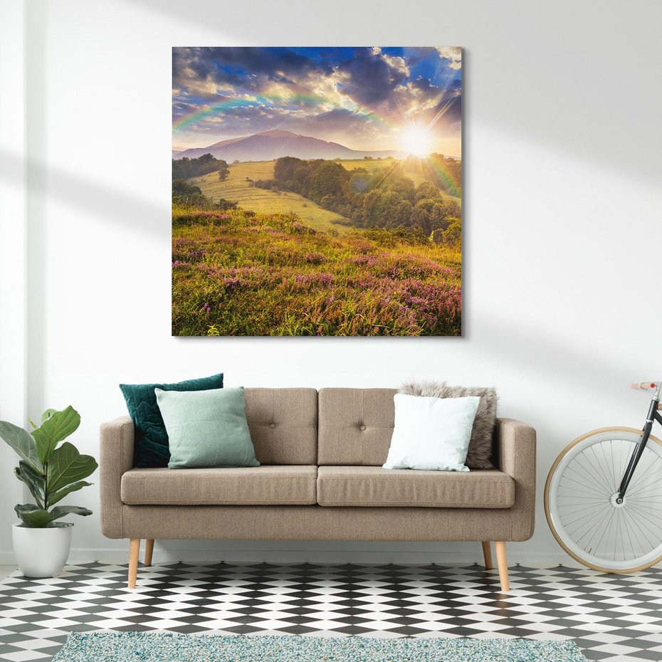 Obraz na płótnie 40x40 - Pejzaż na łące - pejzaż, łąka