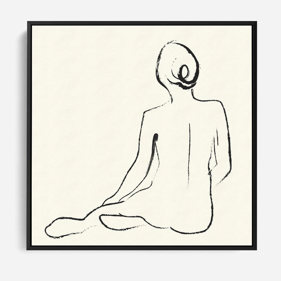 Obraz w ramie 50x50 - Akt w Minimalizmie - kobieta akt, minimalizm - rama czarna