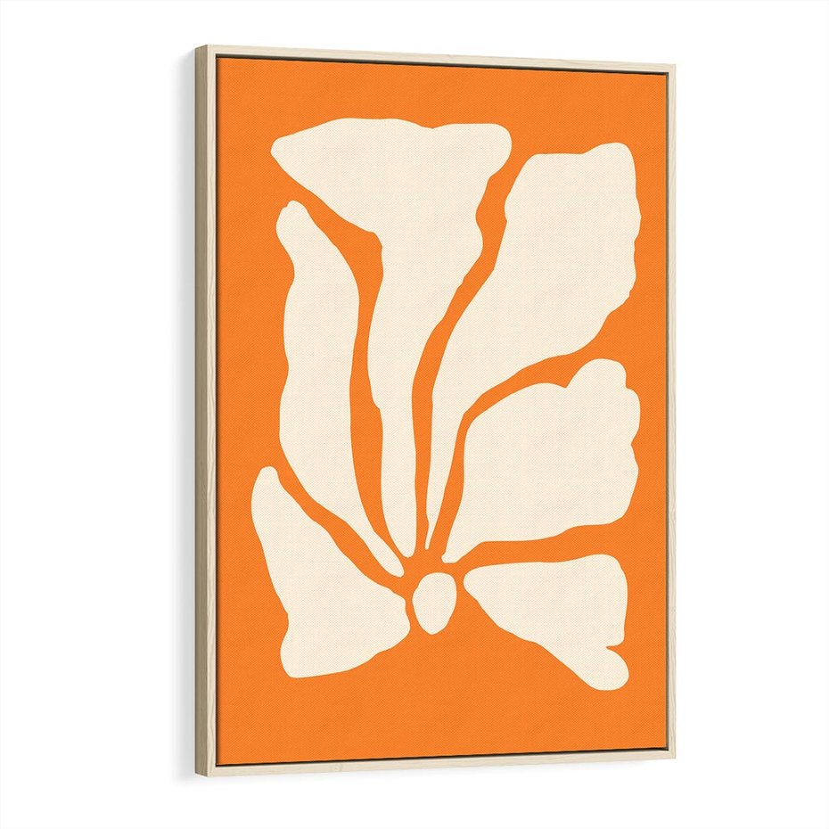 Obraz w ramie 50x70 - Wibracje Barw - abstrakcyjny boho plakat, pomarańczowe tło - rama drewno