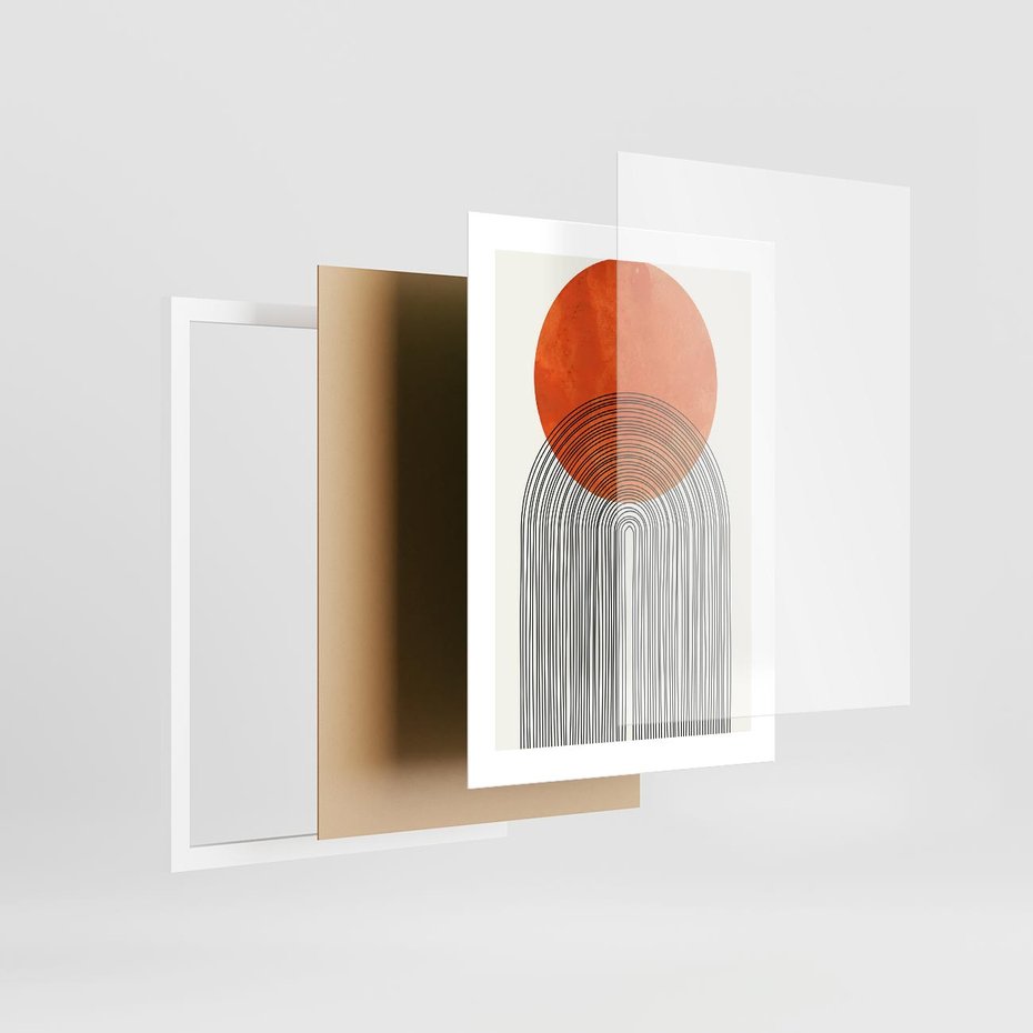 Plakat w ramie 30x40 - Abstrakcyjne Pulsacje - koło, boho styl - rama biała