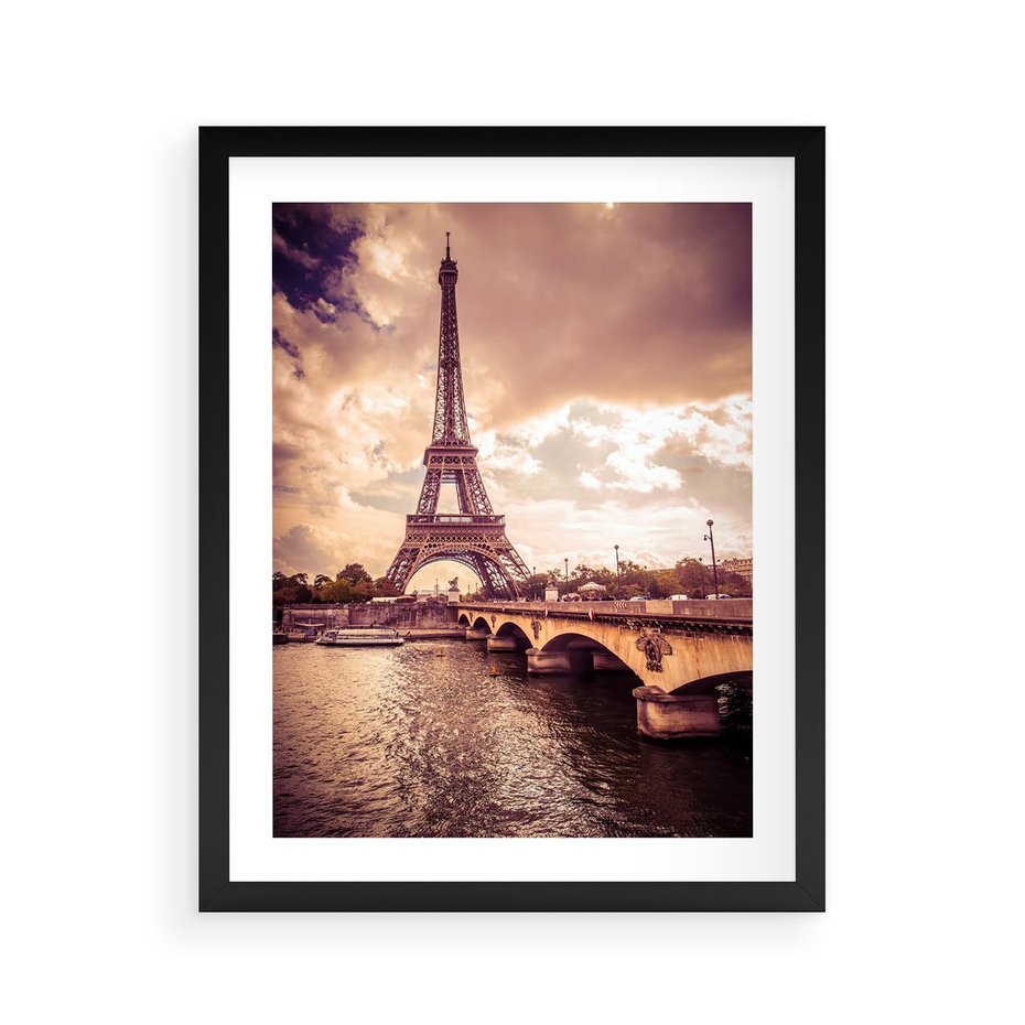 Plakat w ramie 40x50 - Eiffla: ikona Paryża - Eiffla, Paryż - rama czarna