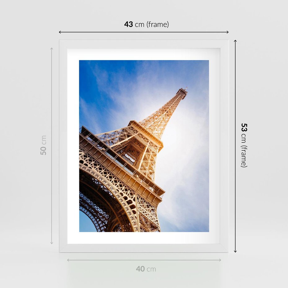 Plakat w ramie 40x50 - Eiffla - ikona Paryża - Eiffla, Paryż - rama biała