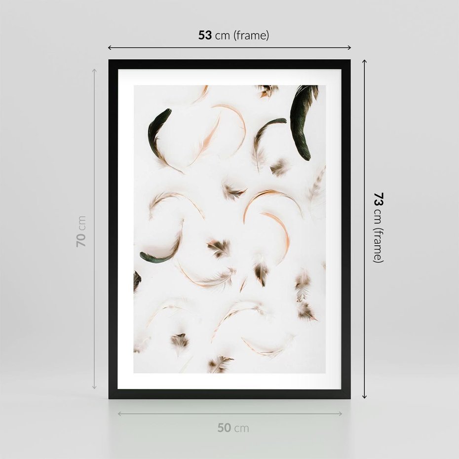 Plakat w ramie 50x70 - Kompozycja z Piór - pióra, kompozycja - rama czarna