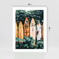 Plakat bez ramy 30x40 - Surfowanie w Harmonii z Naturą - deski surfingowe, oparte o rośliny